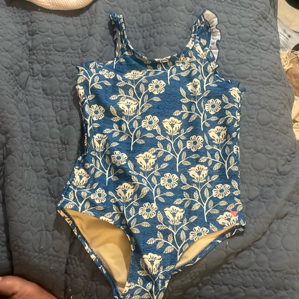 Pink Chicken Blue floral bathing suit
